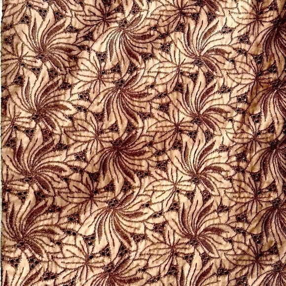 Women’s Pants DANA BUCHMAN Brown Floral Crochet Design Straight Leg Ankle Pants - Picture 4 of 5